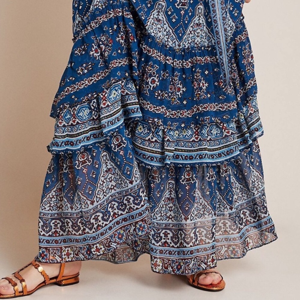 NWT ANTHROPOLOGIE SASHA RUFFLE MAXI DRESS - Picture 9 of 16